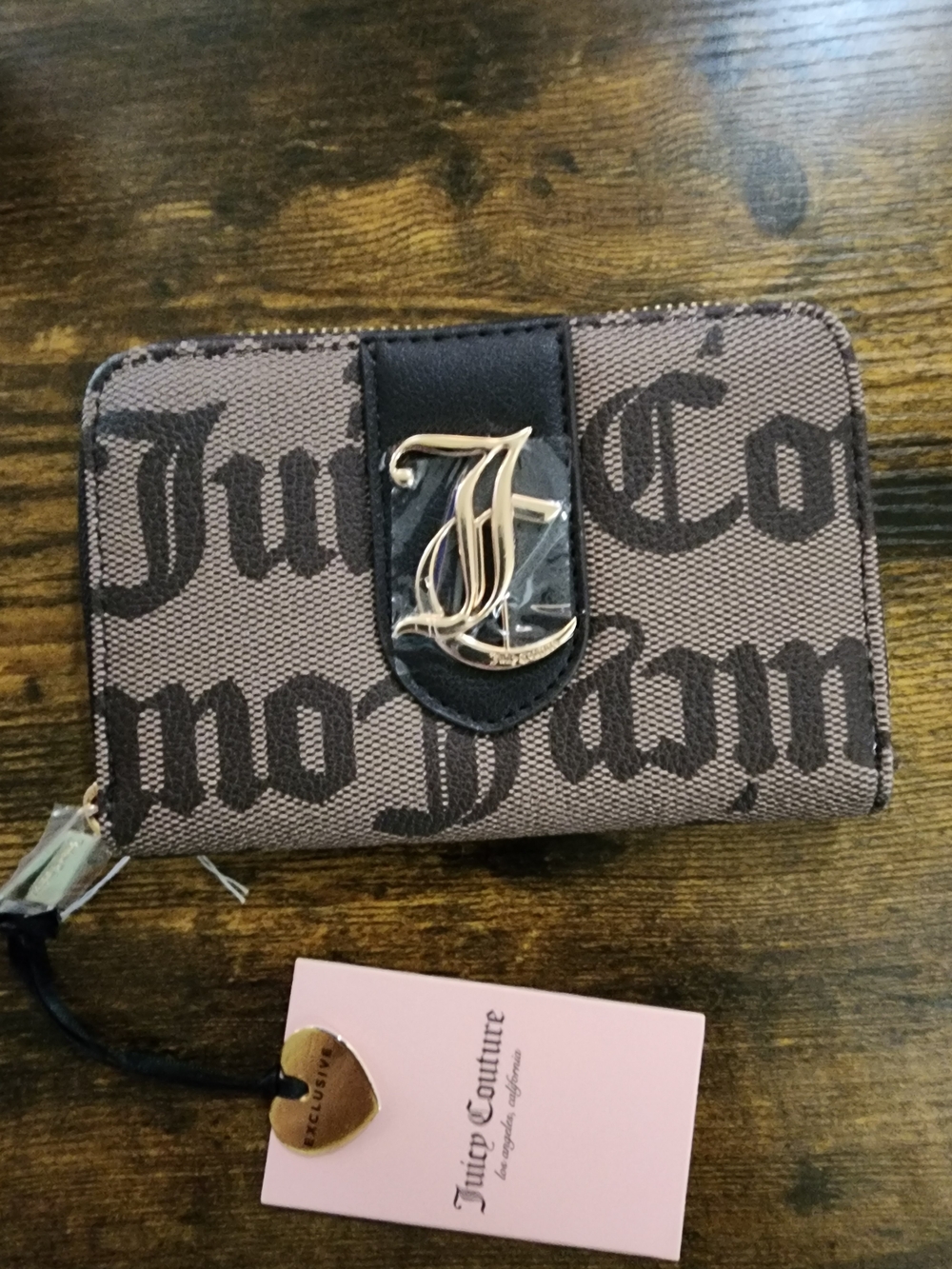 Juicy Couture Brown Logo Zip Around Wallet NWT
